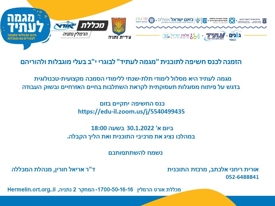 הזמנה לעבר חשיפה תוכנית מגמה לעתיד